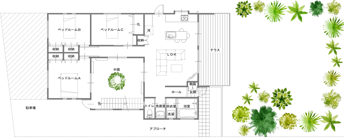 貸切別荘パームヴィラ石垣島fusuの間取り図
